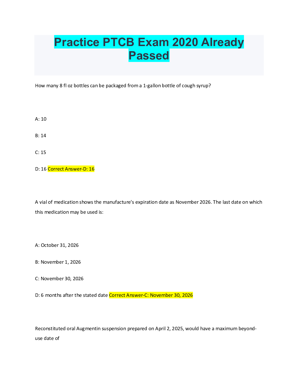PTCB Exam - Practice | Already Passed